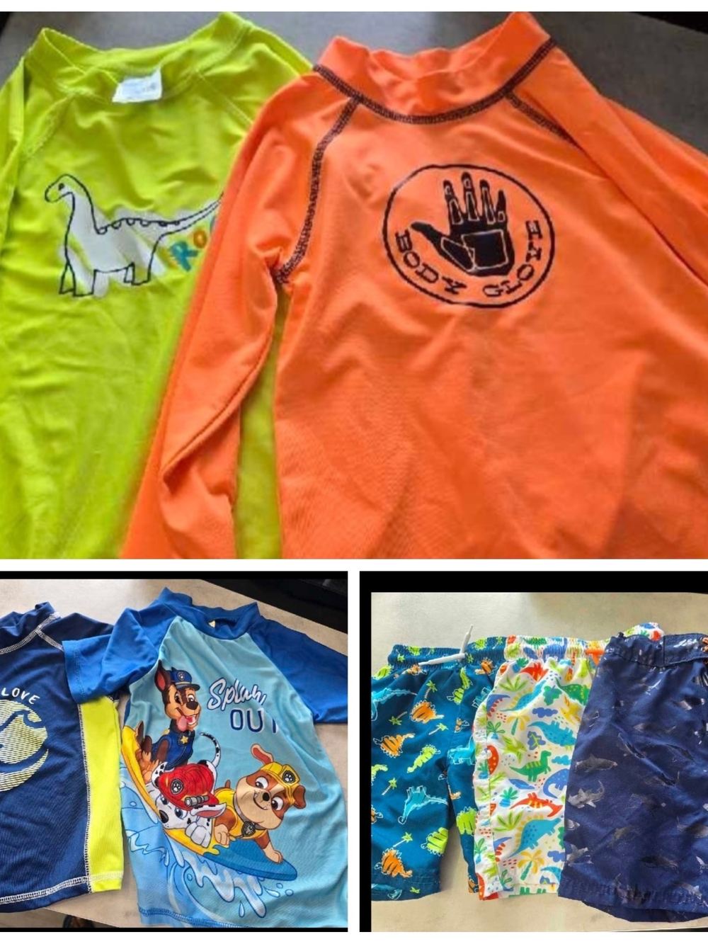 Kids Rash Guard Swim Shirt - Orange and Lime